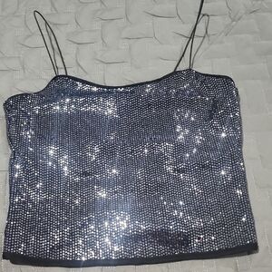 Sparkling Silver Sequin Women's Top